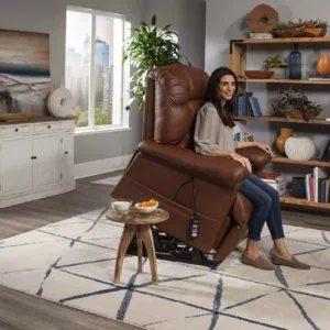 Plush lift recliner chair in living room