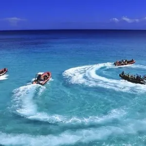 Power catamaran cruising near Kealakekua Bay coastline