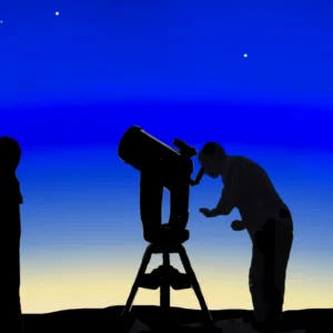 Group of people stargazing under clear night sky