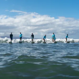 Group surfing lesson for beginners on island