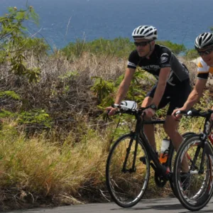 Cyclist enjoying scenic ride along Old Mamalahoa trail