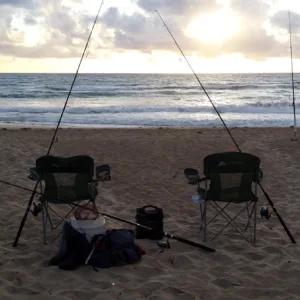 Anglers casting lines from a boat on a calm sea
