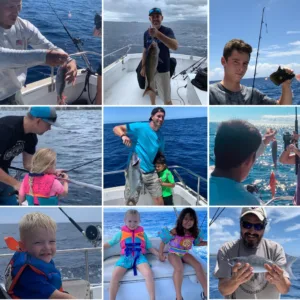 Family enjoying a private fishing boat trip