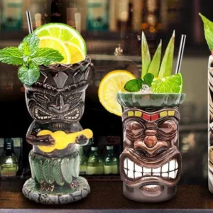 Colorful tiki shack serving tropical drinks by the beach