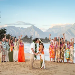 Romantic Hawaiian elopement ceremony on the beach