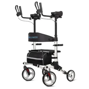 Close-up of a specialty rollator upright frame
