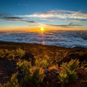 Scenic sunrise view from Haleakala Big Island summit