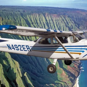 Cessna airplane flying over Kauai’s whale watching areas