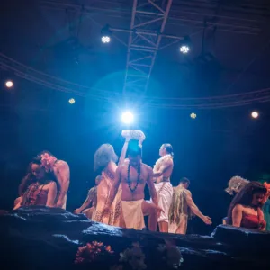 Guests enjoying Hawaiian Luau Kauai Silver Package feast