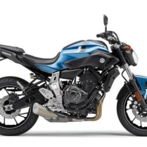 Yamaha FZ-07 motorcycle speeding down coastal highway