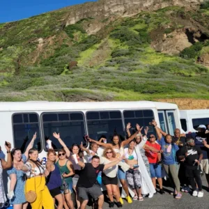 Scenic view from Oahu circle island tour bus