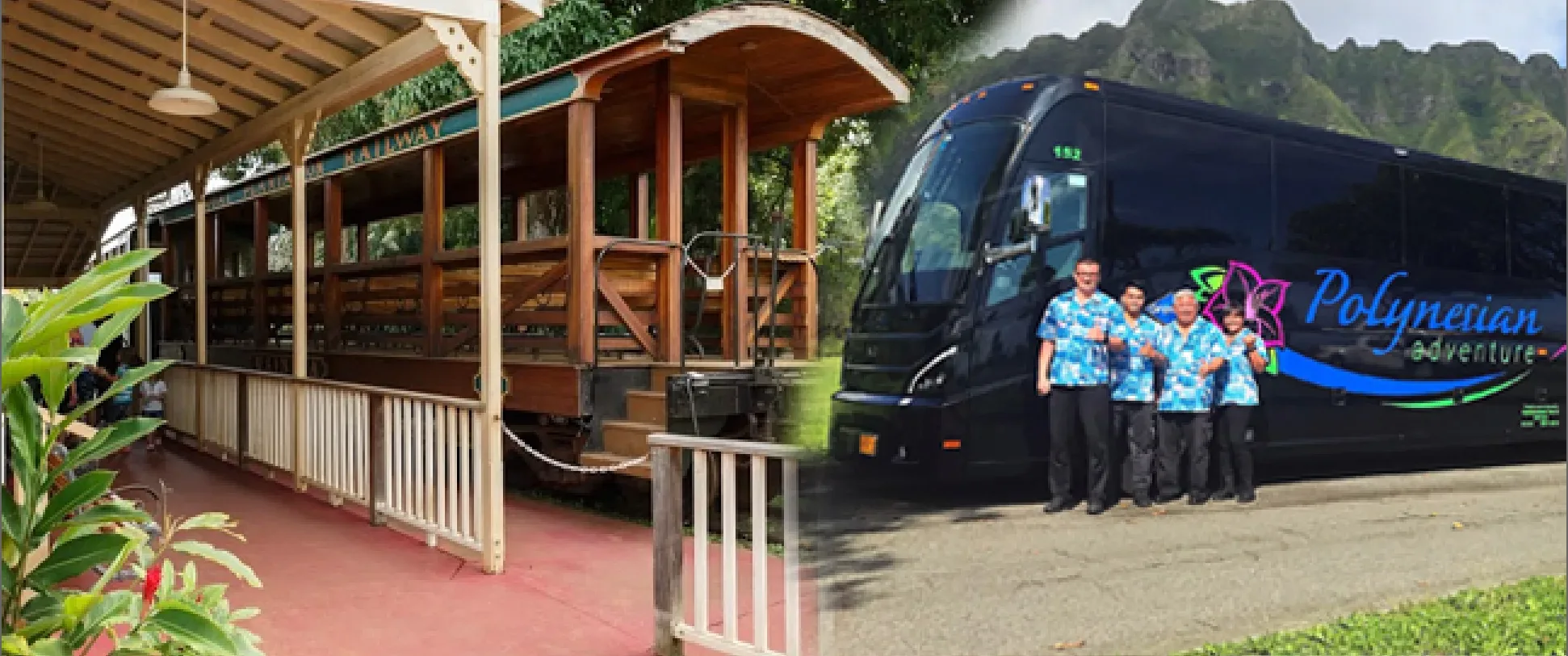 Train ride and round-trip transport for Hawaiian luau