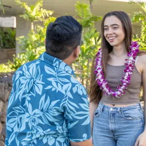 Solo traveler greeted with traditional lei at Honolulu Airport