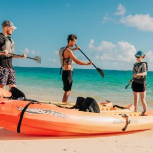 Kayakers paddling near Popoia Island and Kailua Bay