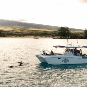 Private charter boat Honu Lele cruising clear blue waters
