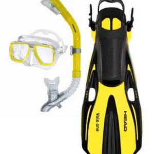 Child’s snorkeling mask, fins, and snorkel set