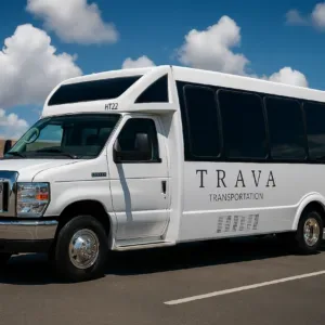 Shuttle bus waiting for passengers in Waikiki