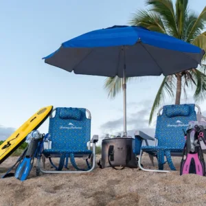 Tommy Bahama beach chair with drink holder and straps