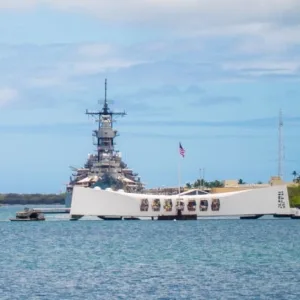 Visitors exploring Pearl Harbor Visitor Center exhibits