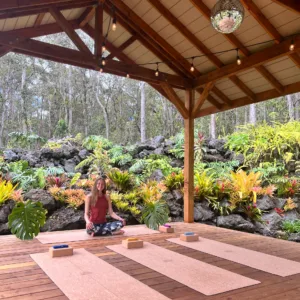 Yoga practitioner in gentle flow pose outdoors