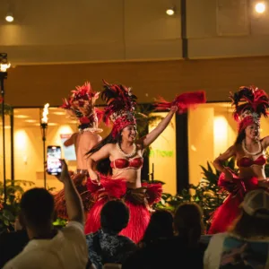 Guests seated in middle section at Waikiki luau