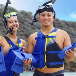 Snorkel gear and beach rental equipment ready for use