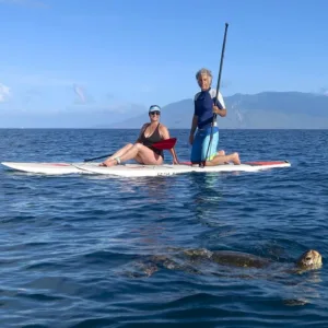 Paddleboarders enjoying calm waters on Maui island tour