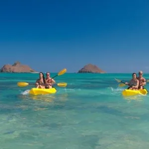 Kayak floating on clear Kailua waters near shore