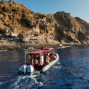Private boat anchored near Molokini Crater waters