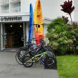 Kayaks and paddleboards available for rent onsite