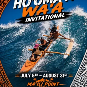 Hawaiian canoe team racing during Ho'oma'a Wa'a Invitational