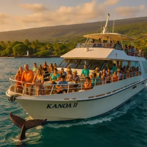 Cruise boat passing Kona Coast landmarks