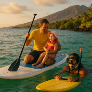 Paddleboard on clear waters near Turtle Town