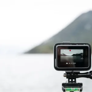 GoPro camera mounted on surfboard capturing action