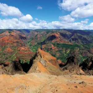 Scenic view of Waimea Canyon with vibrant vegetation
