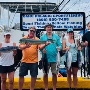 Private fishing boat docked before three quarter day trip